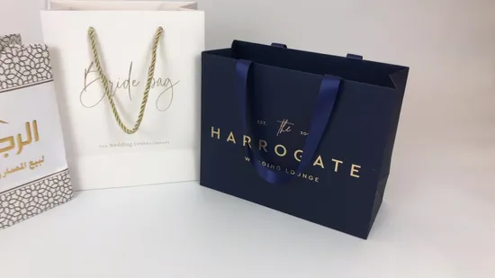 광고 인쇄가 있는 골드 호일 핫 스탬핑 패션 선물 가방