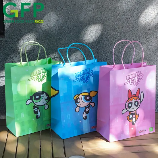 로고가 인쇄된 맞춤형 간식용 다채로운 크래프트 종이 봉투 도매, 패스트푸드 테이크아웃 쇼핑백